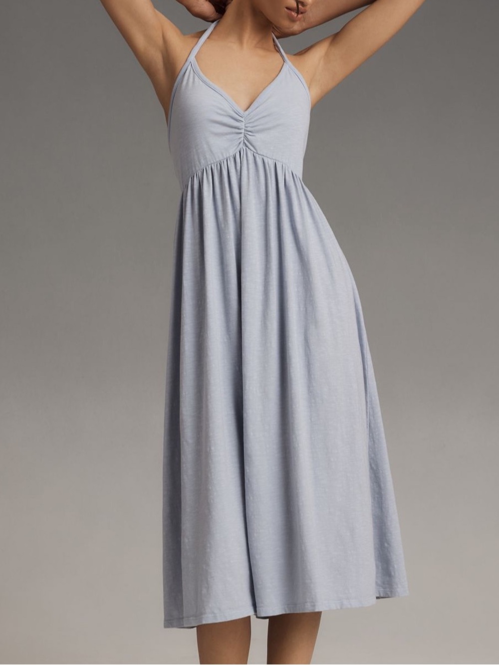 NEW Sz XS Sundry Tie-Back Midi Dress Anthropologie Cover-Up Light Denim Blue